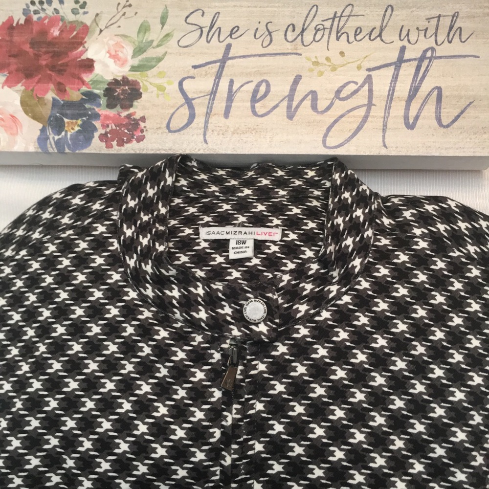 Houndstooth Printed Bomber Jacket - image 1